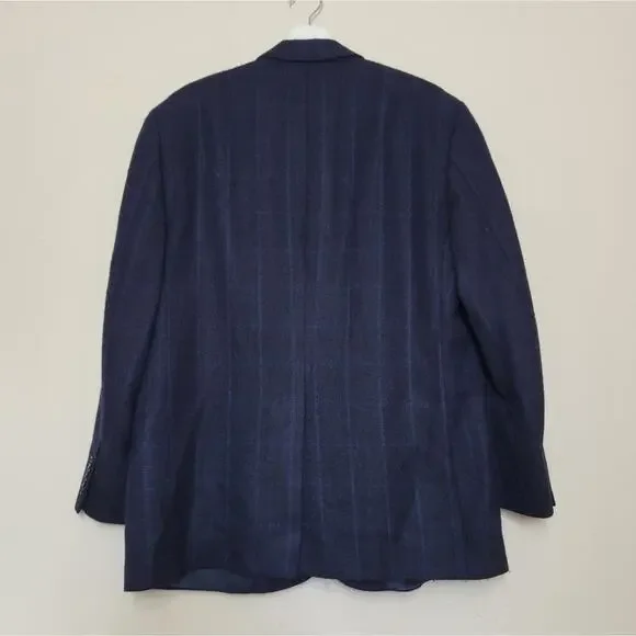 Brooks Brothers Men's Wool AlpacaWindowpane Navy Blazer Jacket 43r 43